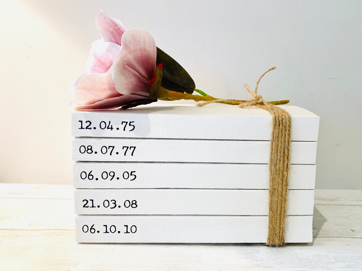 Special Dates Personalised Book Stack! White Book Stacks- home decor ornament, coffee table bookshelf decor, wedding decor