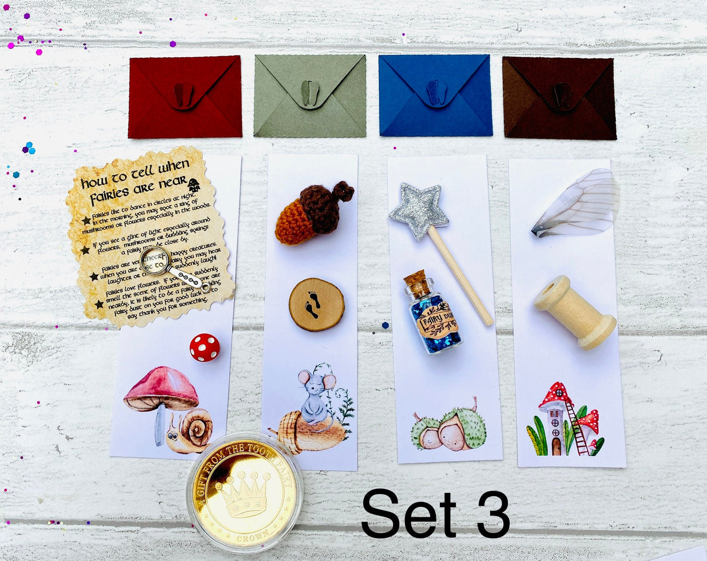 Personalized Tooth Fairy Letter Set with Gold Coin & Glitter Envelope