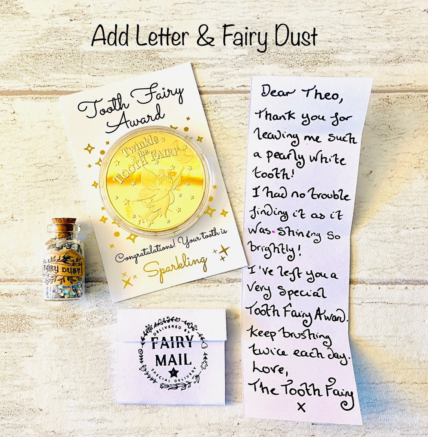 Tooth Fairy Gold Coin- Gift from the Tooth Fairy, Tooth Fairy Certificate, First Lost Tooth Certificate, Tooth Fairy Kit