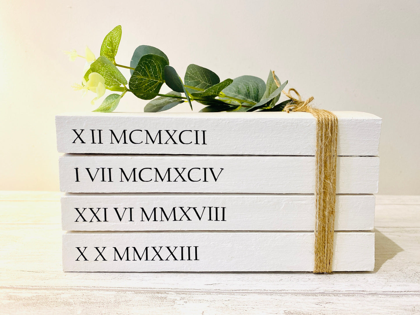 Special Dates ROMAN NUMERALS Personalised Book Stack! White Book Stacks- home decor ornament, coffee table bookshelf decor, wedding decor