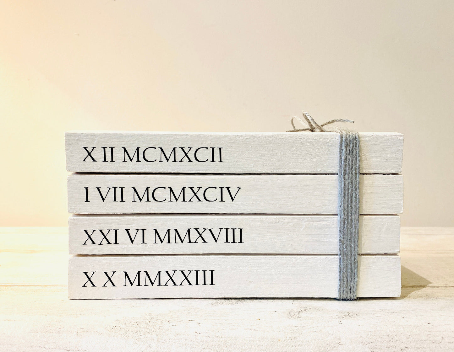 Special Dates ROMAN NUMERALS Personalised Book Stack! White Book Stacks- home decor ornament, coffee table bookshelf decor, wedding decor