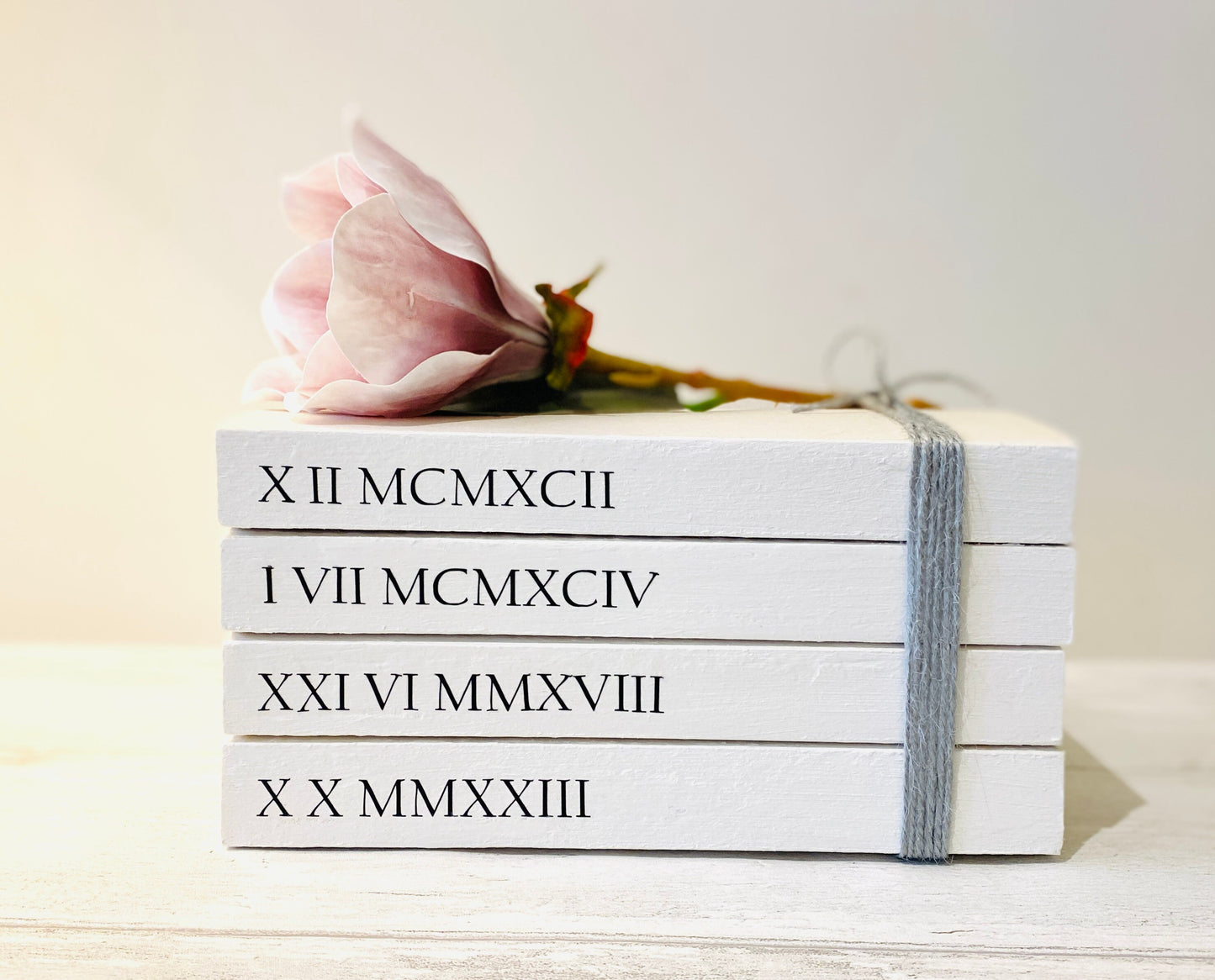 Special Dates ROMAN NUMERALS Personalised Book Stack! White Book Stacks- home decor ornament, coffee table bookshelf decor, wedding decor