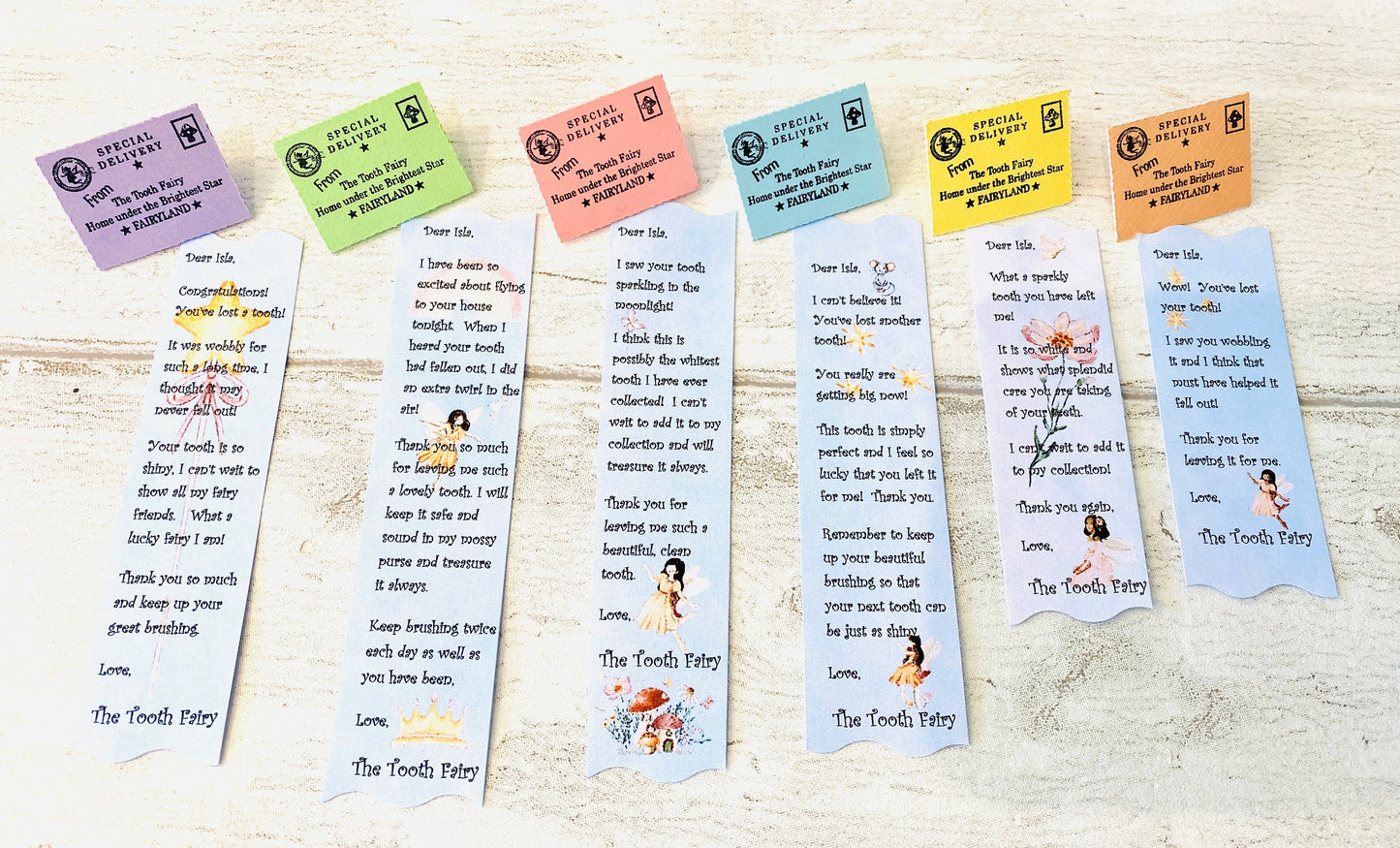 6 Personalised Tooth Fairy Letters with Fairy Dust & Gold Coins! Tooth Fairy Kit, Tooth Fairy Set with Fairy Gifts! First Tooth Fairy Visit
