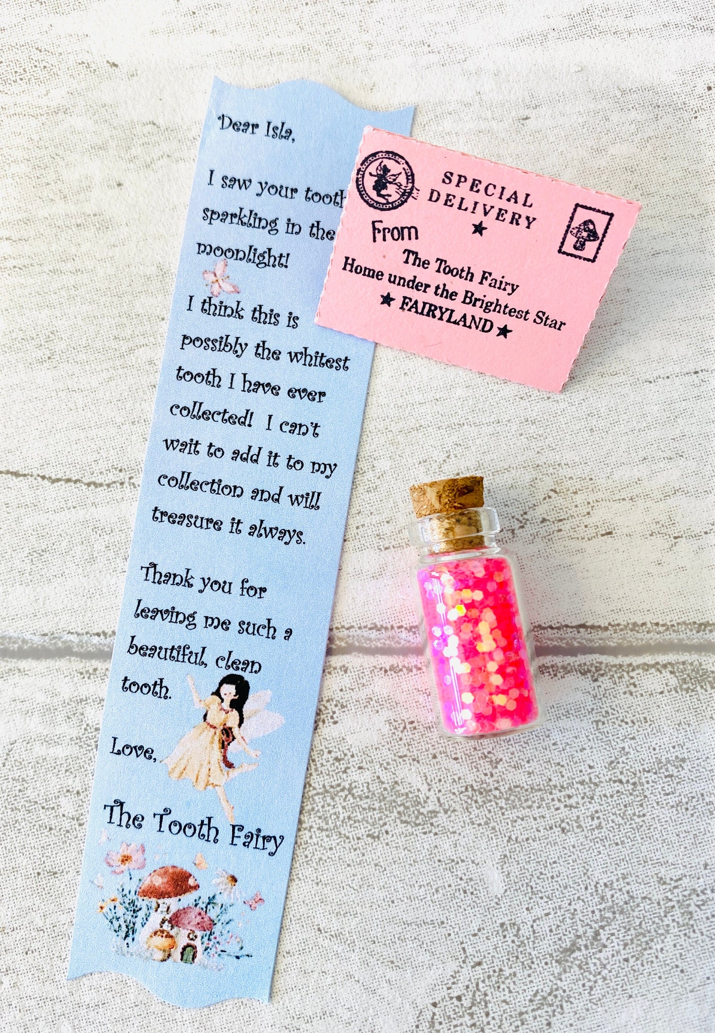 6 Personalised Tooth Fairy Letters with Fairy Dust & Gold Coins! Tooth Fairy Kit, Tooth Fairy Set with Fairy Gifts! First Tooth Fairy Visit