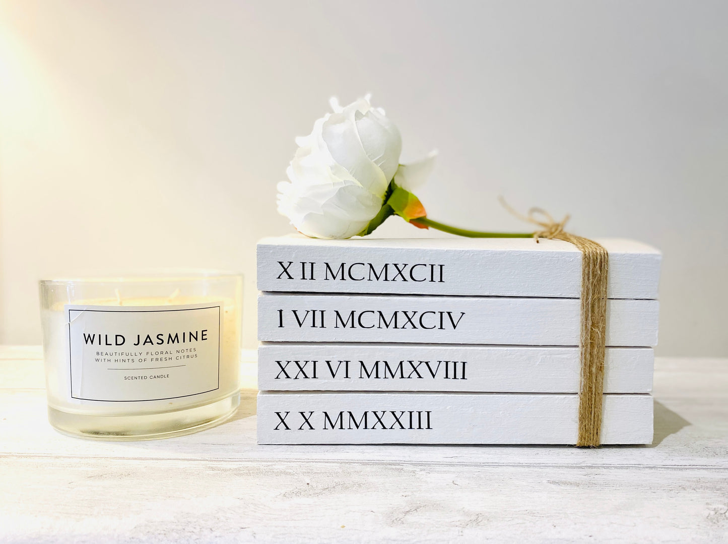 Special Dates ROMAN NUMERALS Personalised Book Stack! White Book Stacks- home decor ornament, coffee table bookshelf decor, wedding decor