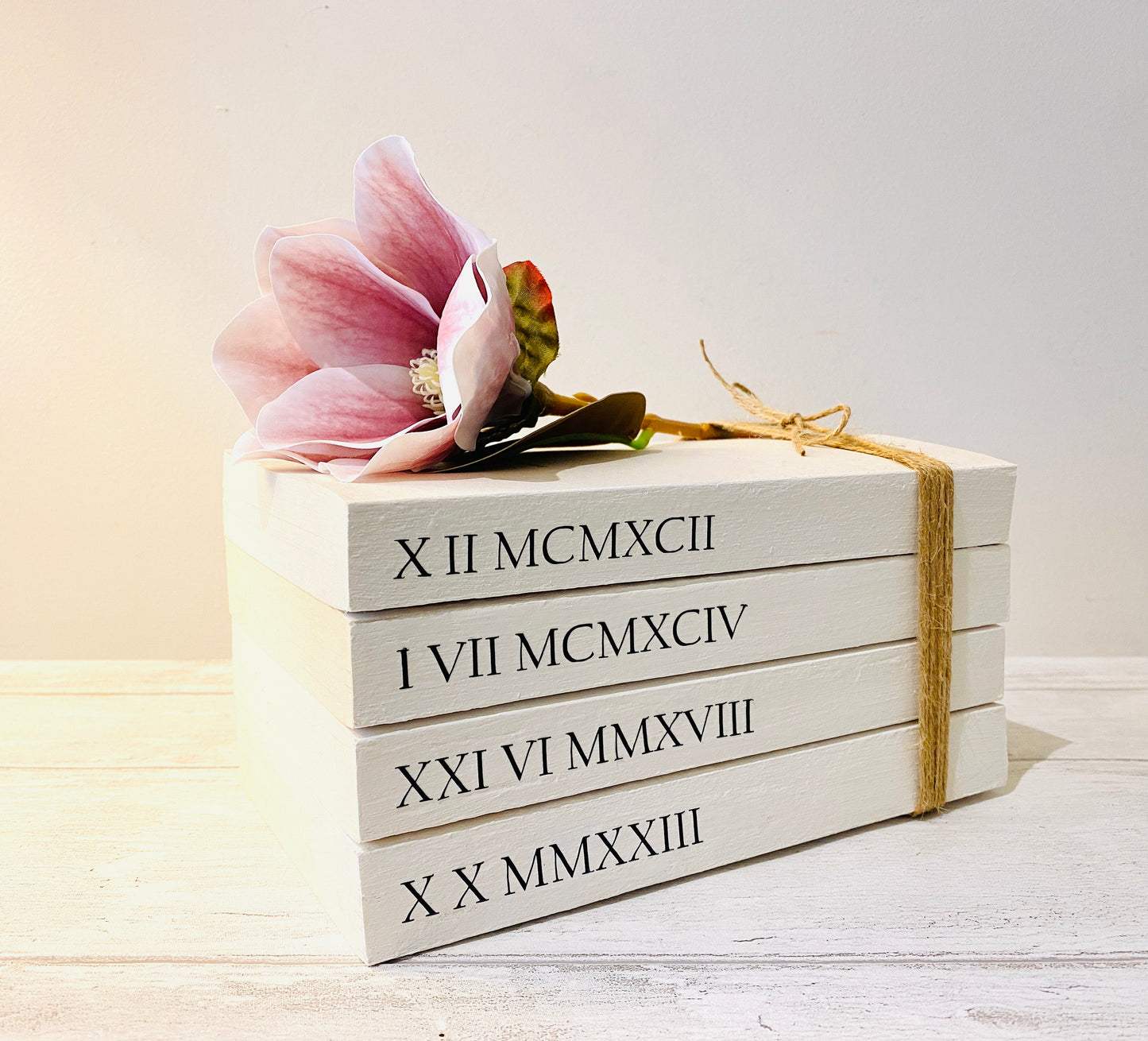 Special Dates ROMAN NUMERALS Personalised Book Stack! White Book Stacks- home decor ornament, coffee table bookshelf decor, wedding decor