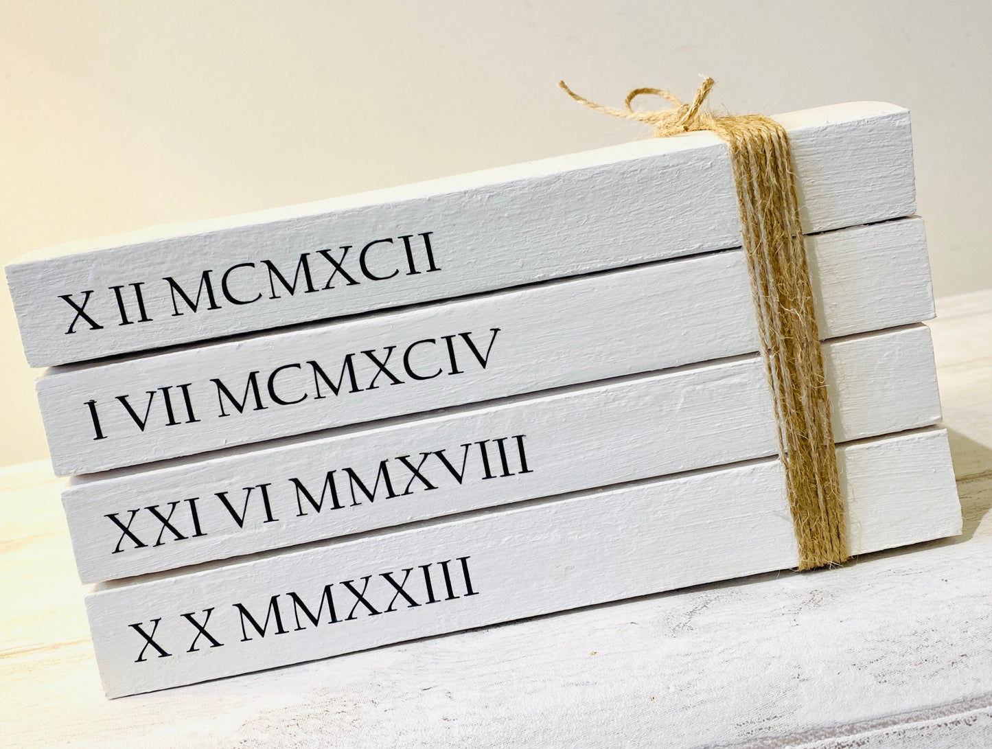 Special Dates ROMAN NUMERALS Personalised Book Stack! White Book Stacks- home decor ornament, coffee table bookshelf decor, wedding decor