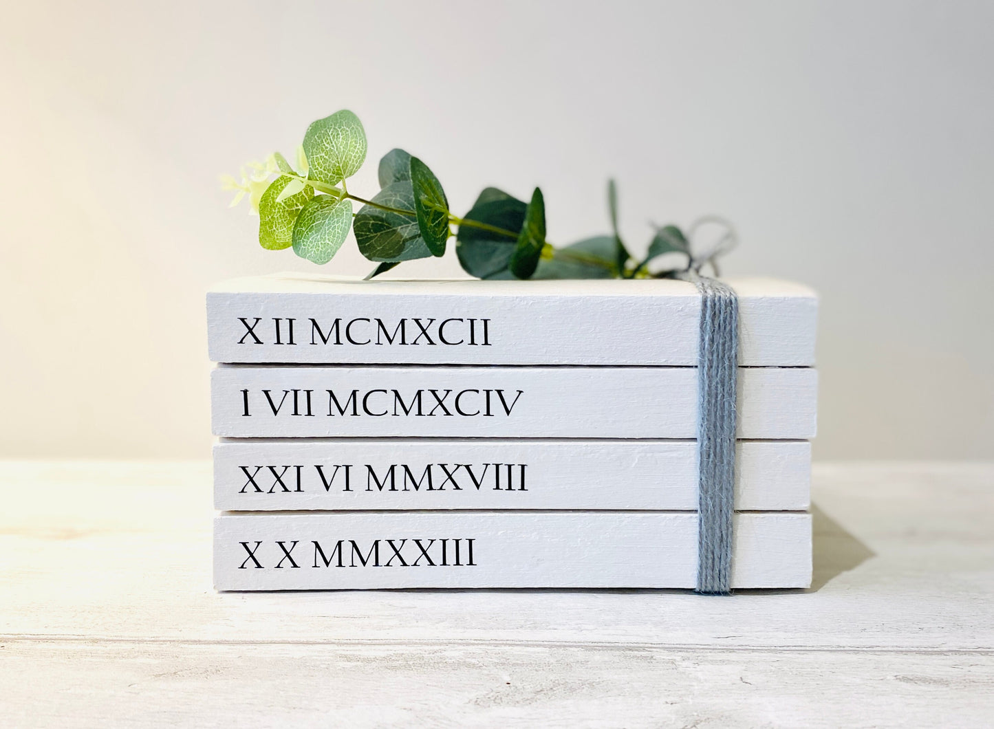 Special Dates ROMAN NUMERALS Personalised Book Stack! White Book Stacks- home decor ornament, coffee table bookshelf decor, wedding decor