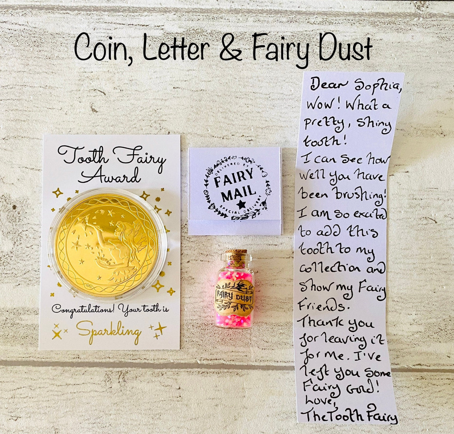 Tooth Fairy Gold Coin- Gift from the Tooth Fairy, Tooth Fairy Certificate, First Lost Tooth Certificate, Tooth Fairy Kit