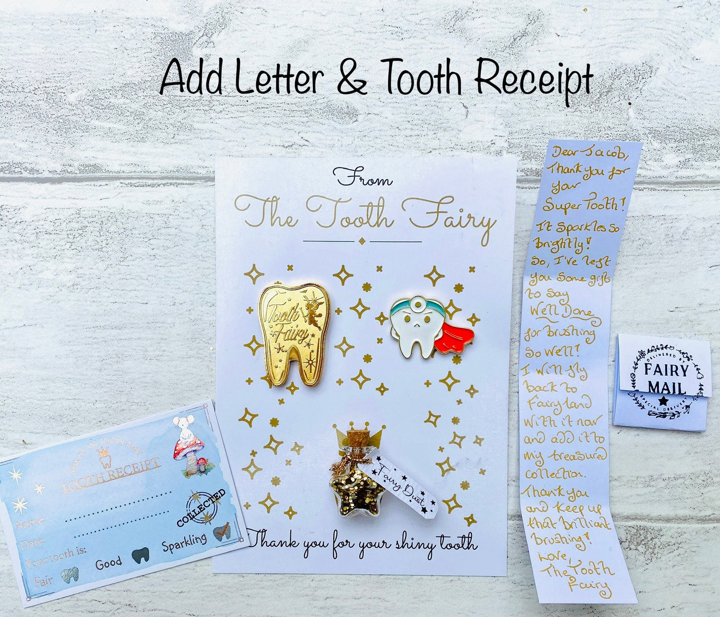 Superhero Tooth Fairy Letter with Tooth Fairy Gifts. Tooth Fairy Kit & Tooth Fairy Gold Coin. First Lost Tooth Fairy Visit! Tooth Fairy Set