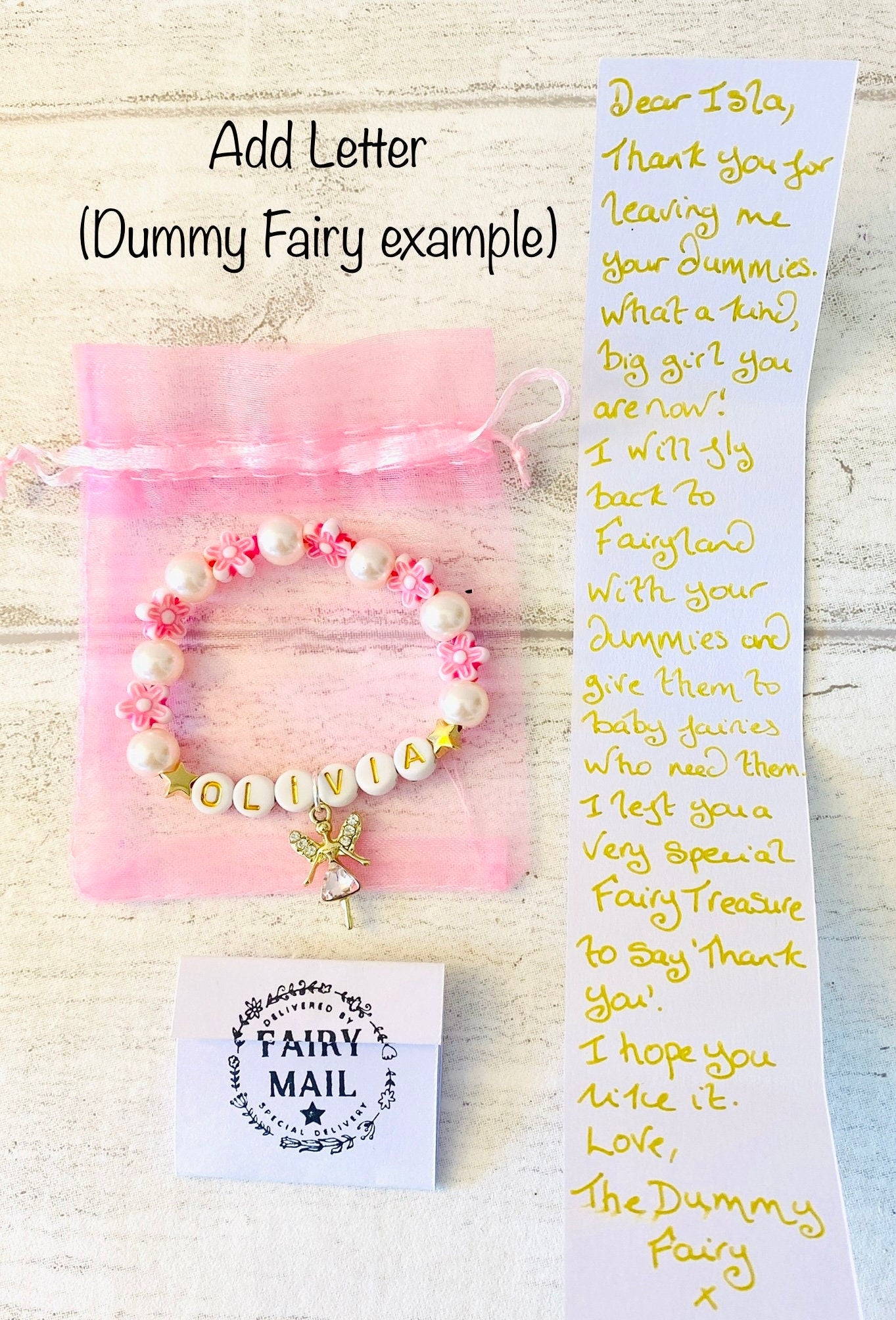 Tooth Fairy Bracelets or Dummy Fairy Gift & Letter! Party Bag Fillers, Fairy Gift Fairy for Fairy Party Bags! Tooth Fairy Letter and Gift!
