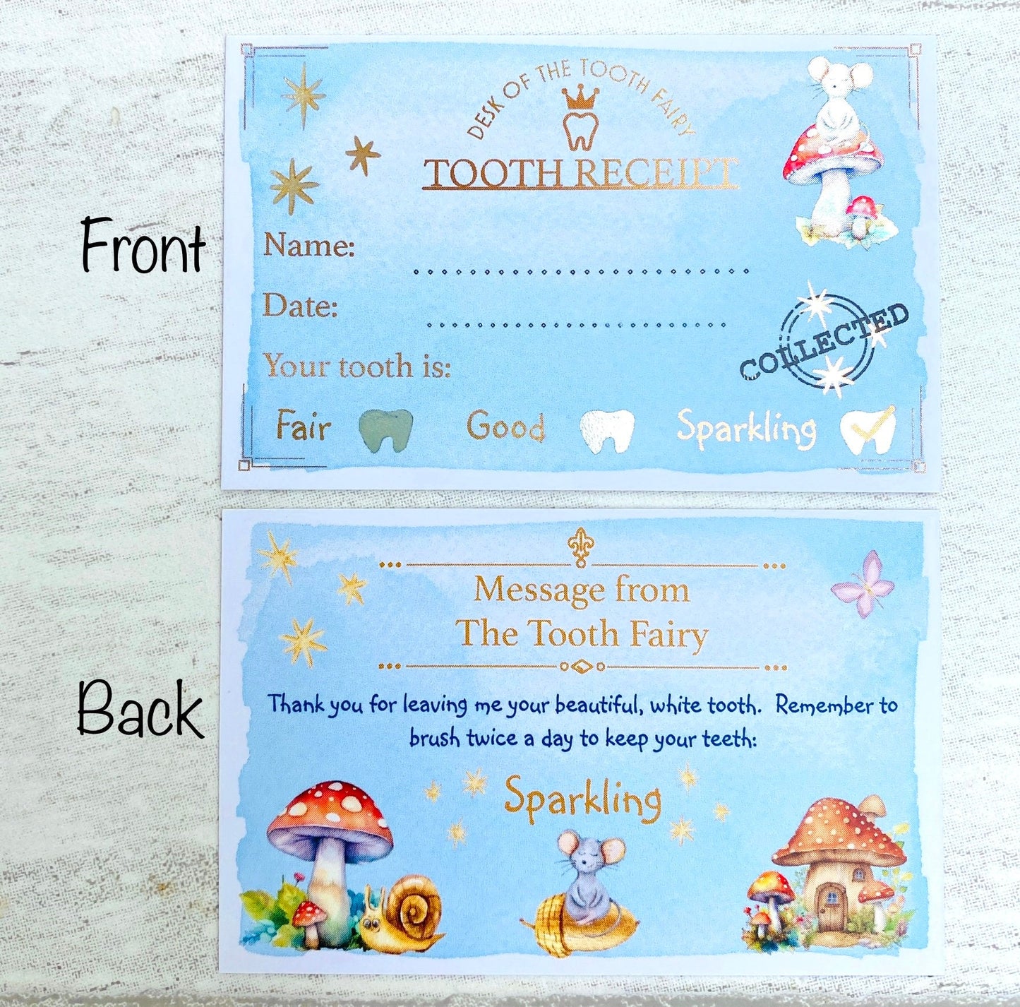 TOOTH RECEIPT - Tooth Fairy Collection Certificate! Lost Tooth- Tooth Fairy Receipt! Lovely Tooth Fairy Visit Keepsake, Tooth Fairy Gift