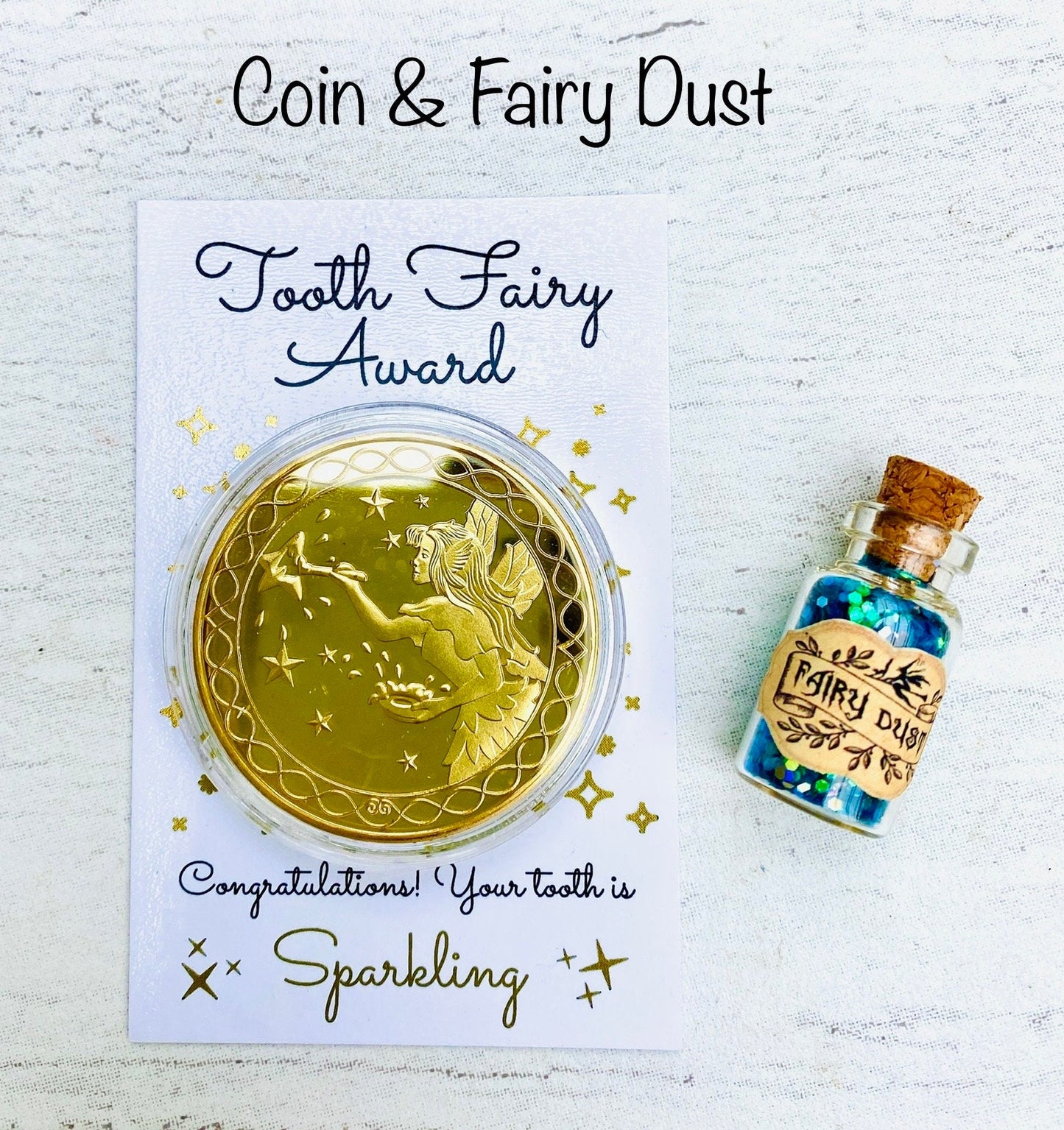 Tooth Fairy Gold Coin- Gift from the Tooth Fairy, Tooth Fairy Certificate, First Lost Tooth Certificate, Tooth Fairy Kit