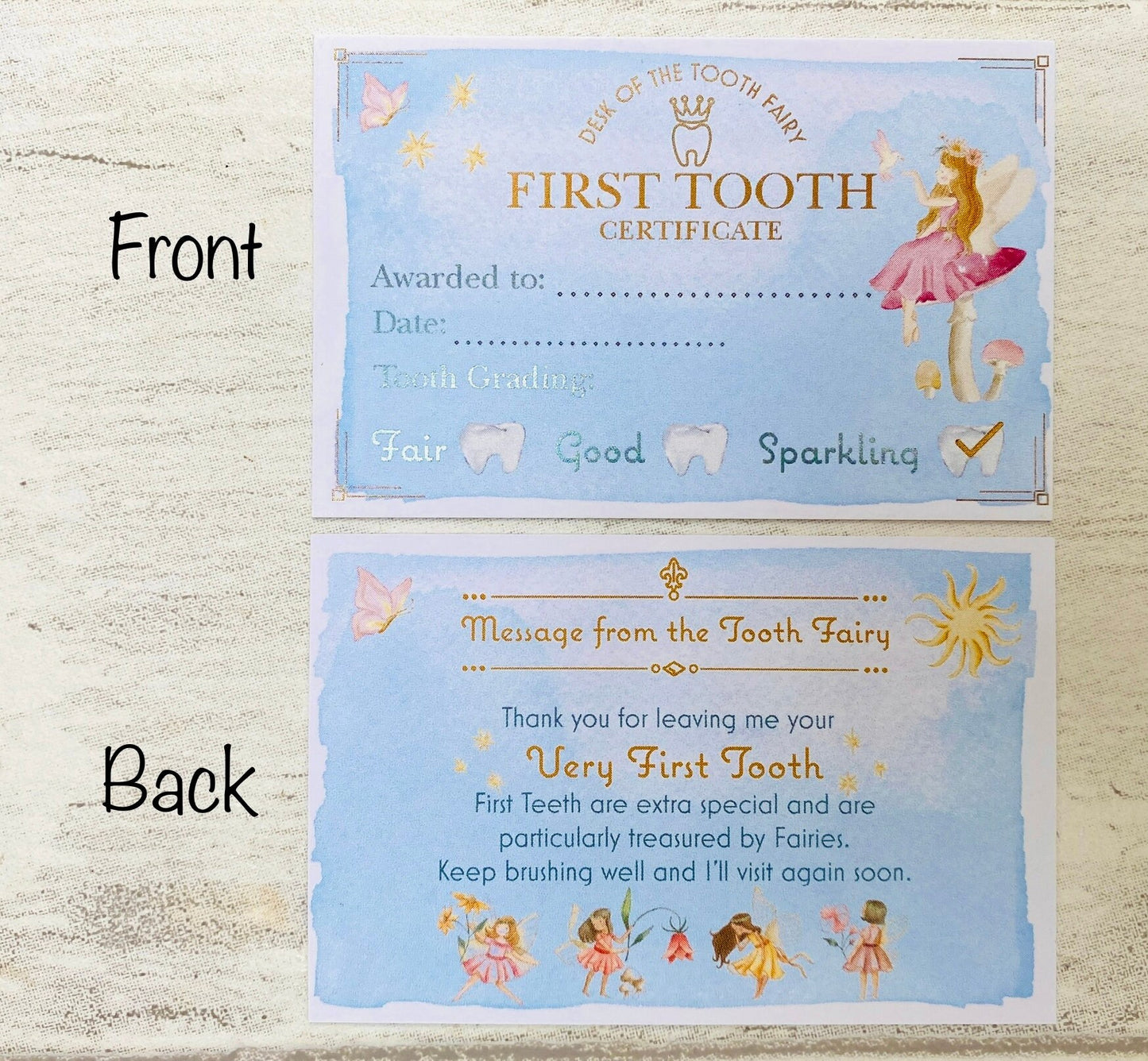 FIRST TOOTH Girl’s Tooth Fairy Gift Set- with First Tooth Coin, Tooth Fairy Letter, Fairy Dust and Fairy Gifts! Tooth Fairy Kit & Note