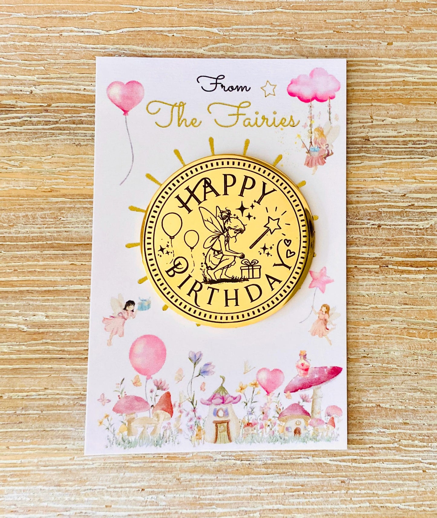 Birthday Fairy Gold Coin- Fairy Gift on your Birthday! Fairy Treasure Gold Coin! Fairy Party Bag Fillers, Fairy Birthday Gift