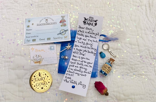 Tooth Fairy Kit- Tooth Fairy Letter, Fairy Dust and Tooth Fairy Gold Coin-  First Tooth or Other Tooth. Tooth Fairy Gifts & Tooth Collection