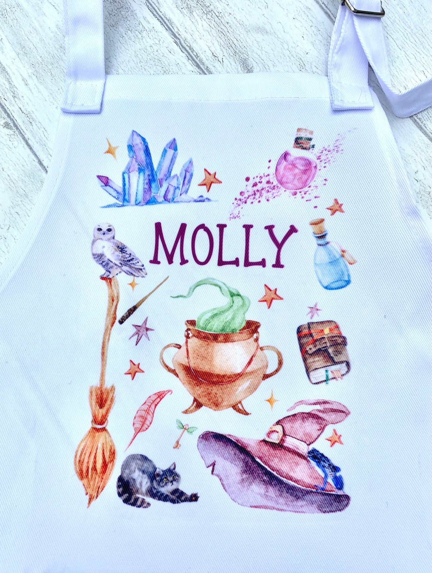 Halloween Witches & Wizards Kids Apron plus Cauldron Cookie Jar Mix! Children’s Magic Halloween Gift! Great Child Baking Set Apron Gift!