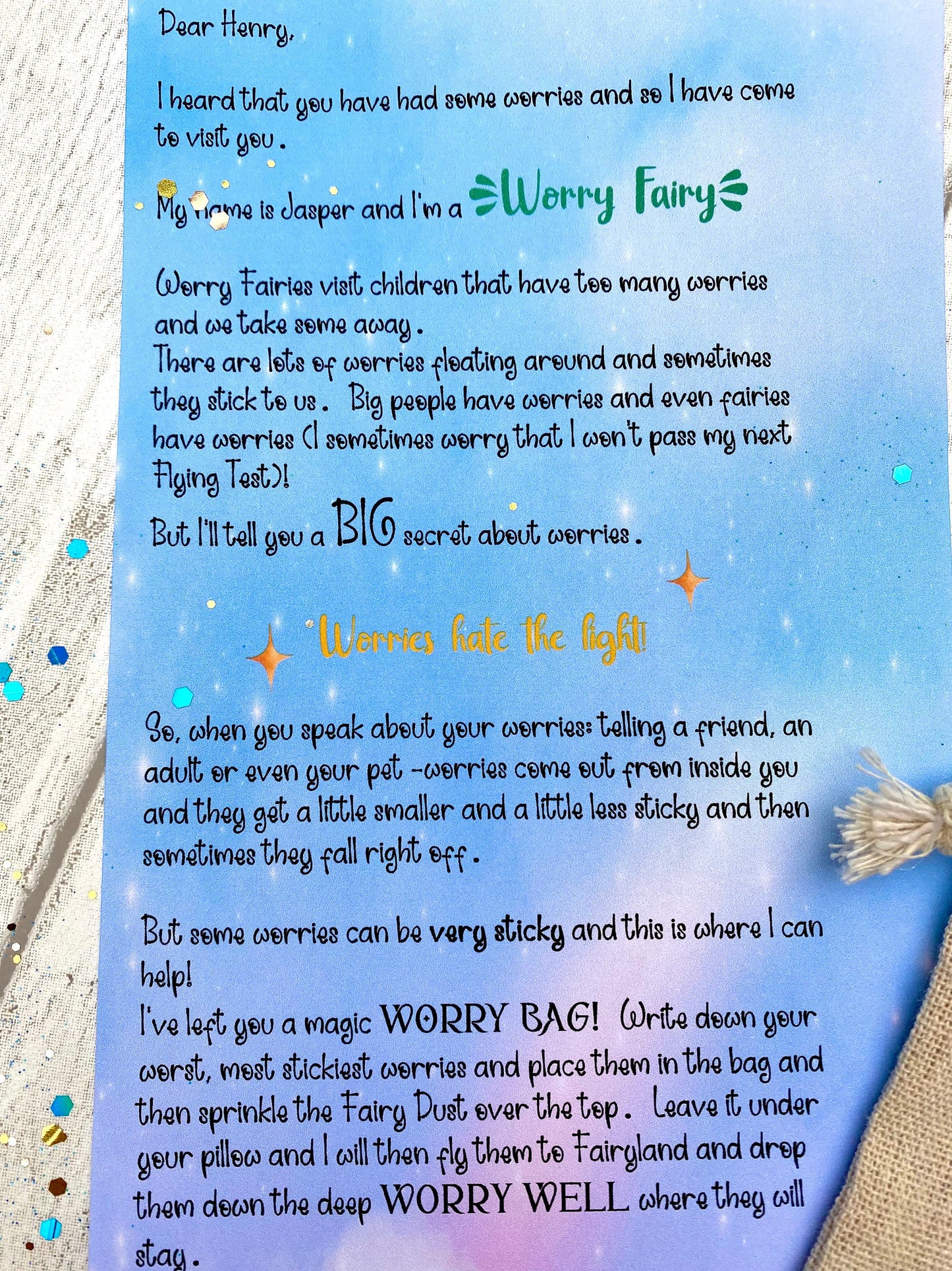 Worry Fairy- Anxiety, Stress, kids Mental Health, Encourages talking about Worries- Child Mental Health Support, Stress Buster