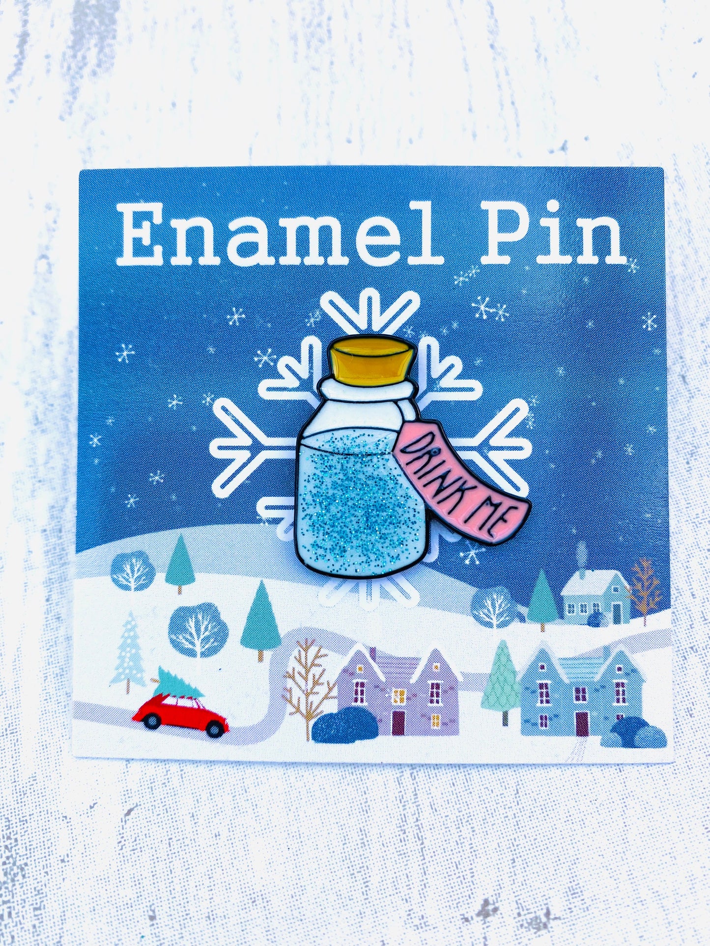 Drink Me enamel pin! Christmas badge lapel