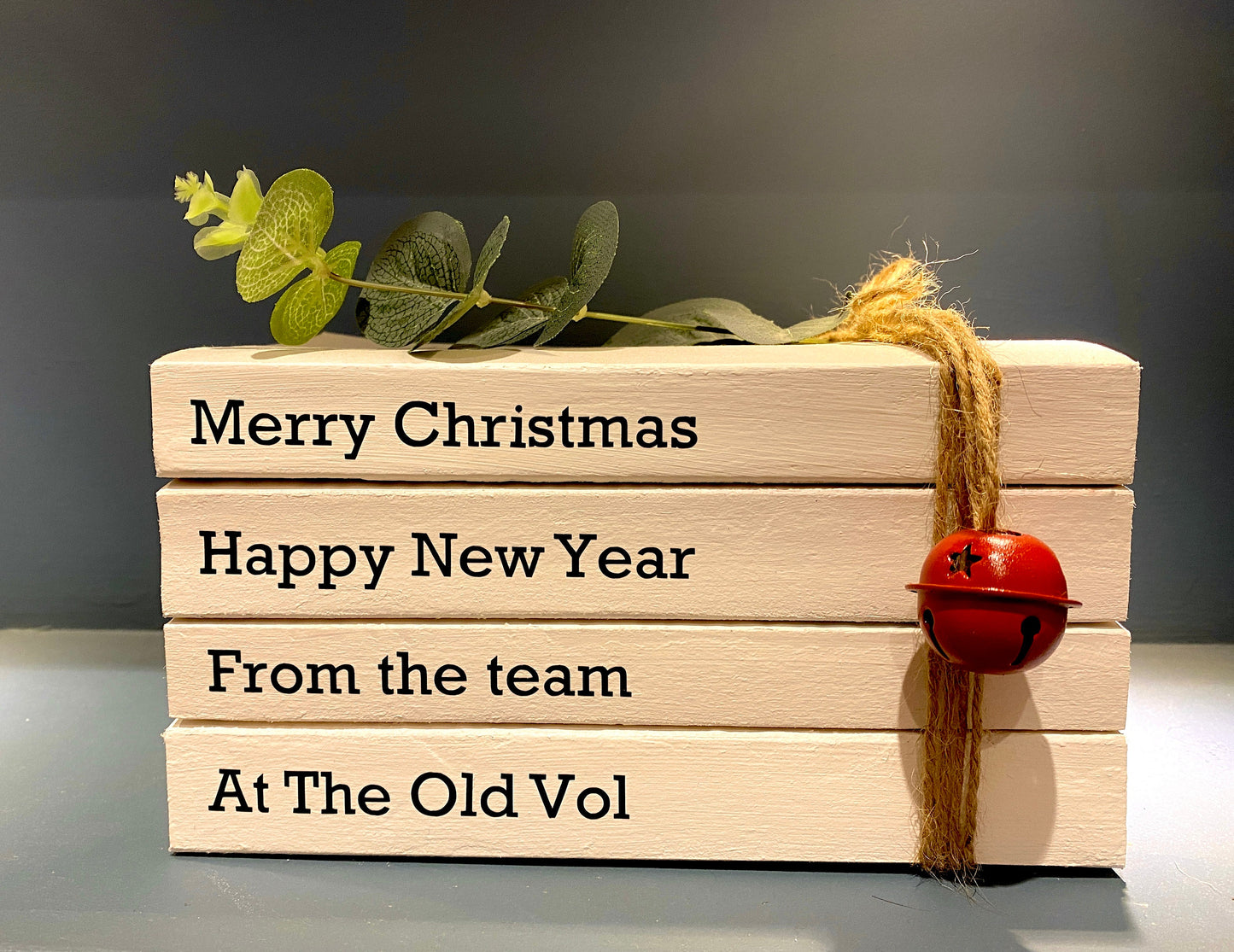 Business Shop Christmas Decor! Personalised Book Stacks- Festive Shop Sign Decor