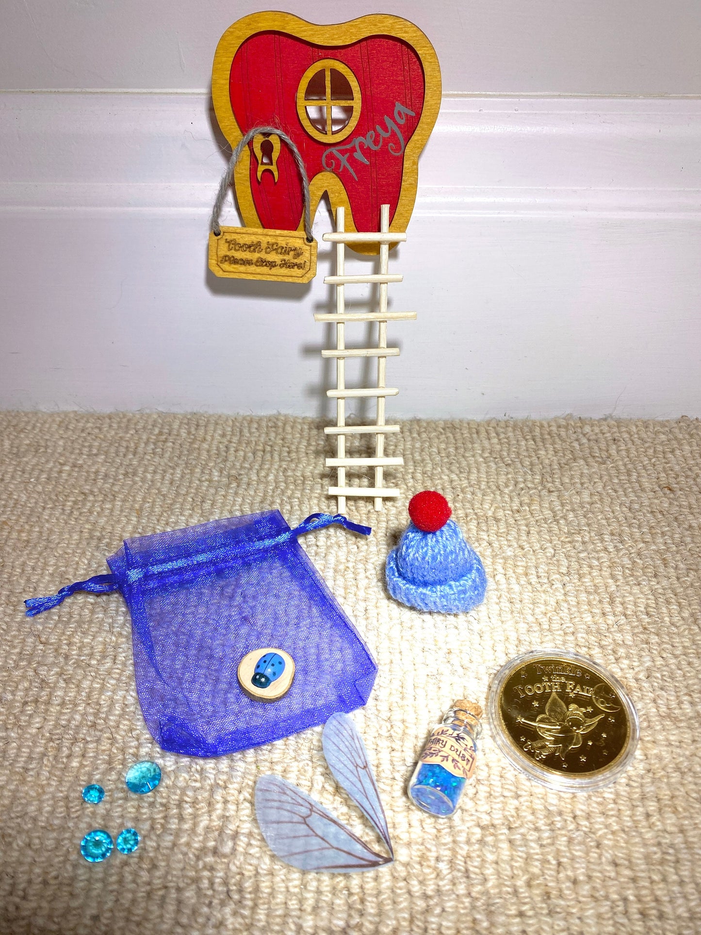 Painted Tooth Fairy Door- with gifts from the Tooth Fairy