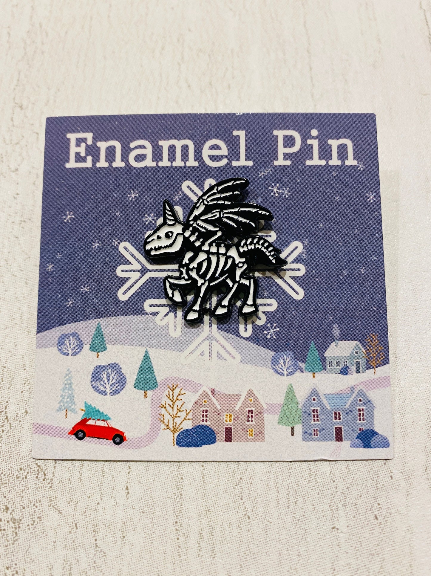 Gothic Unicorn Skeleton Punk Enamel Pin - Christmas badge lapel