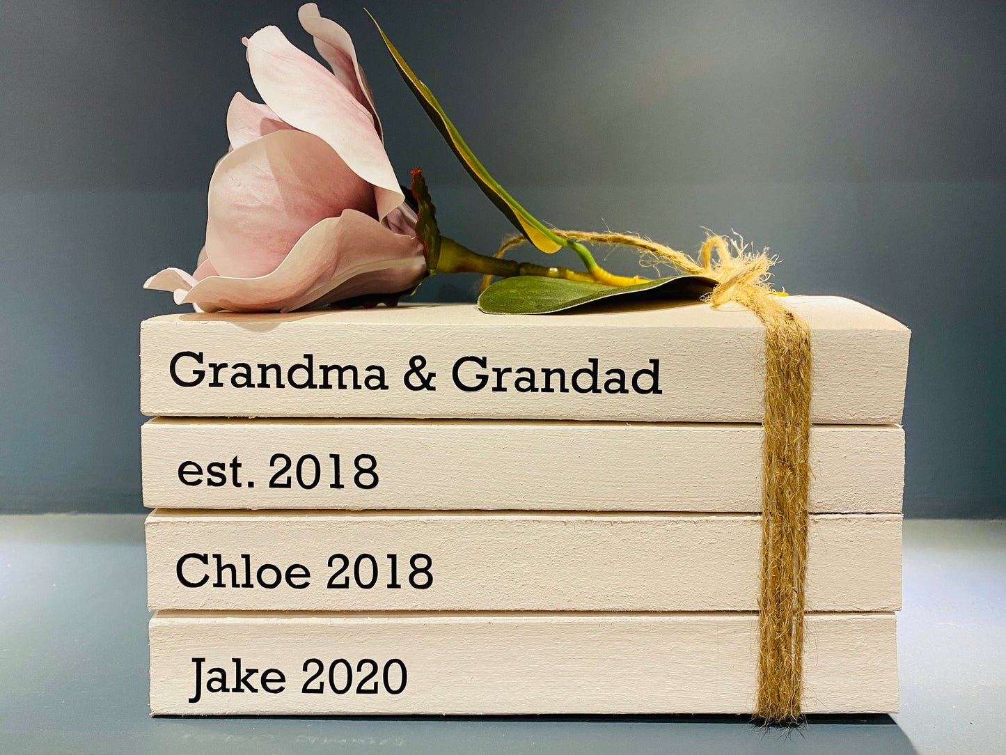 Custom Grandparents Gift -Grandchildren’s Names Book Stack Gift! Beautiful, Personalised gift for Granny & Grandad, Christmas present
