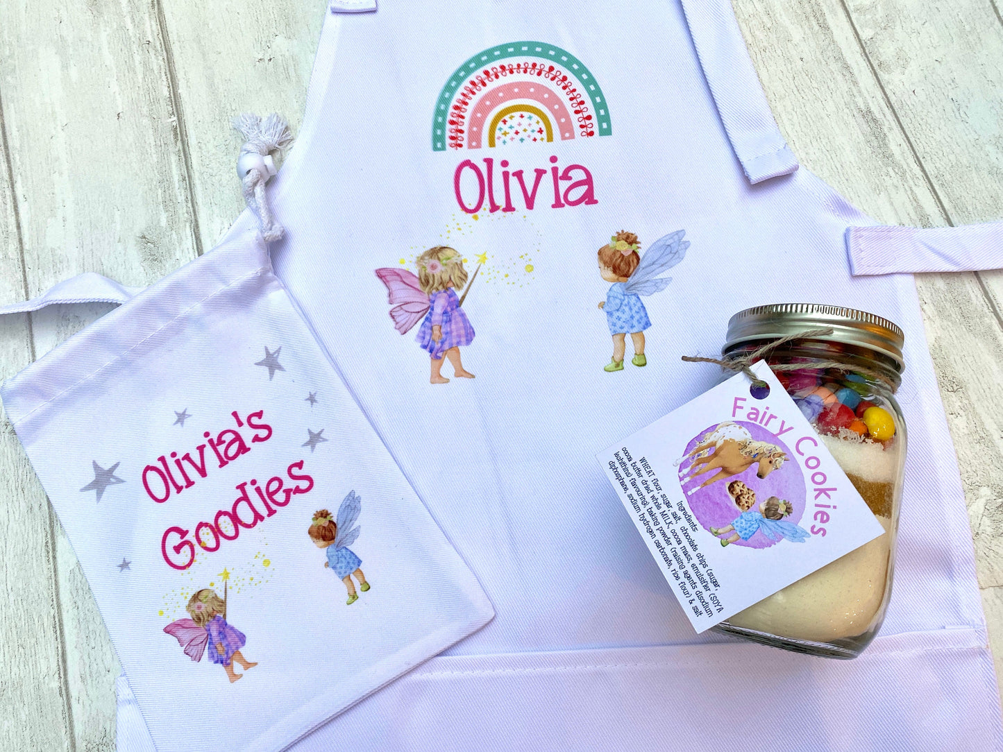 Fairy Apron- Kids Apron plus Fairy Cookie Jar Mix! Children’s Magic Halloween Gift! Great Child Baking Set Apron Gift!