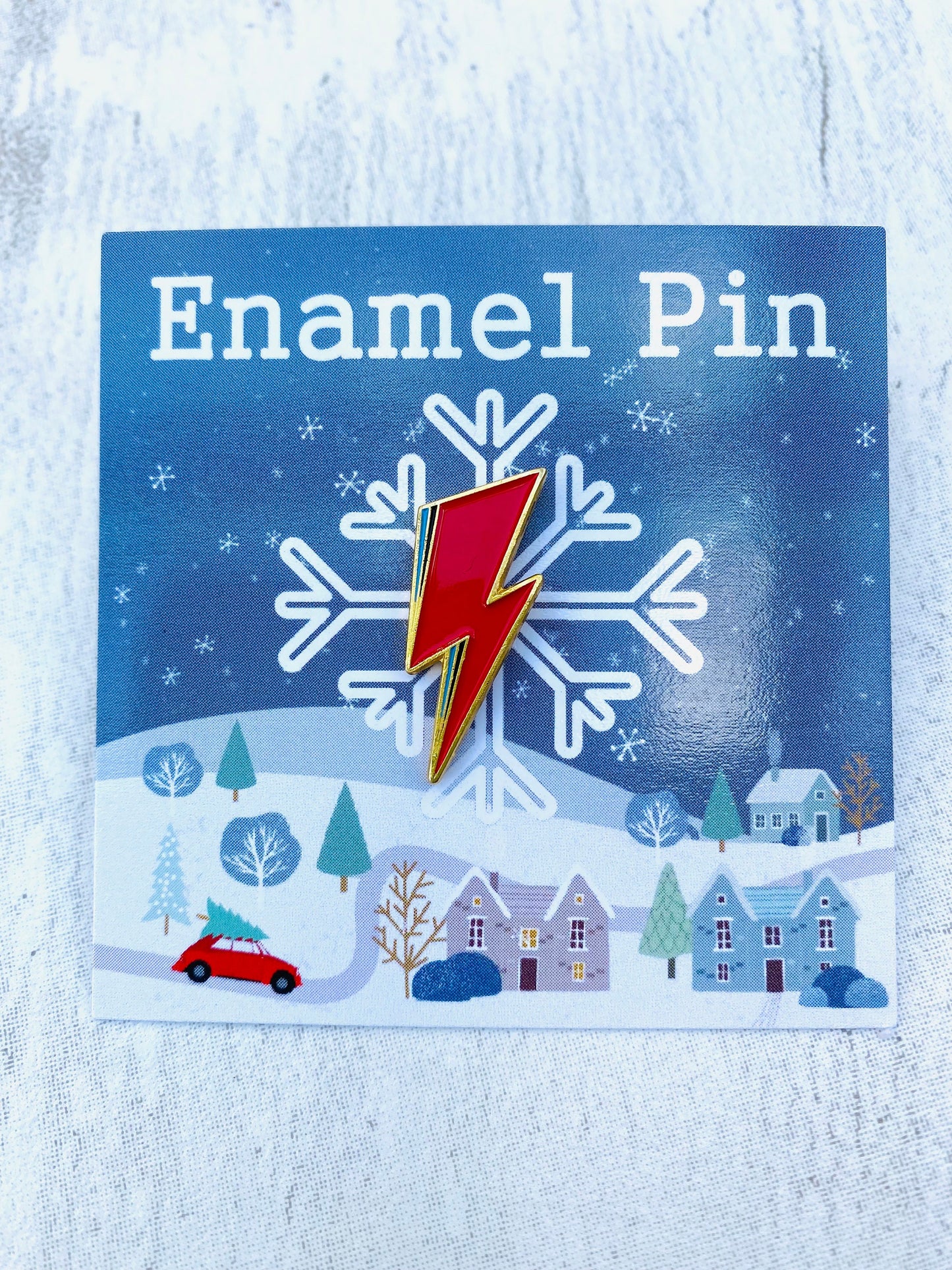 David Bowie Inspired Red Lightning Bolt enamel pin- Bowie badge lapel