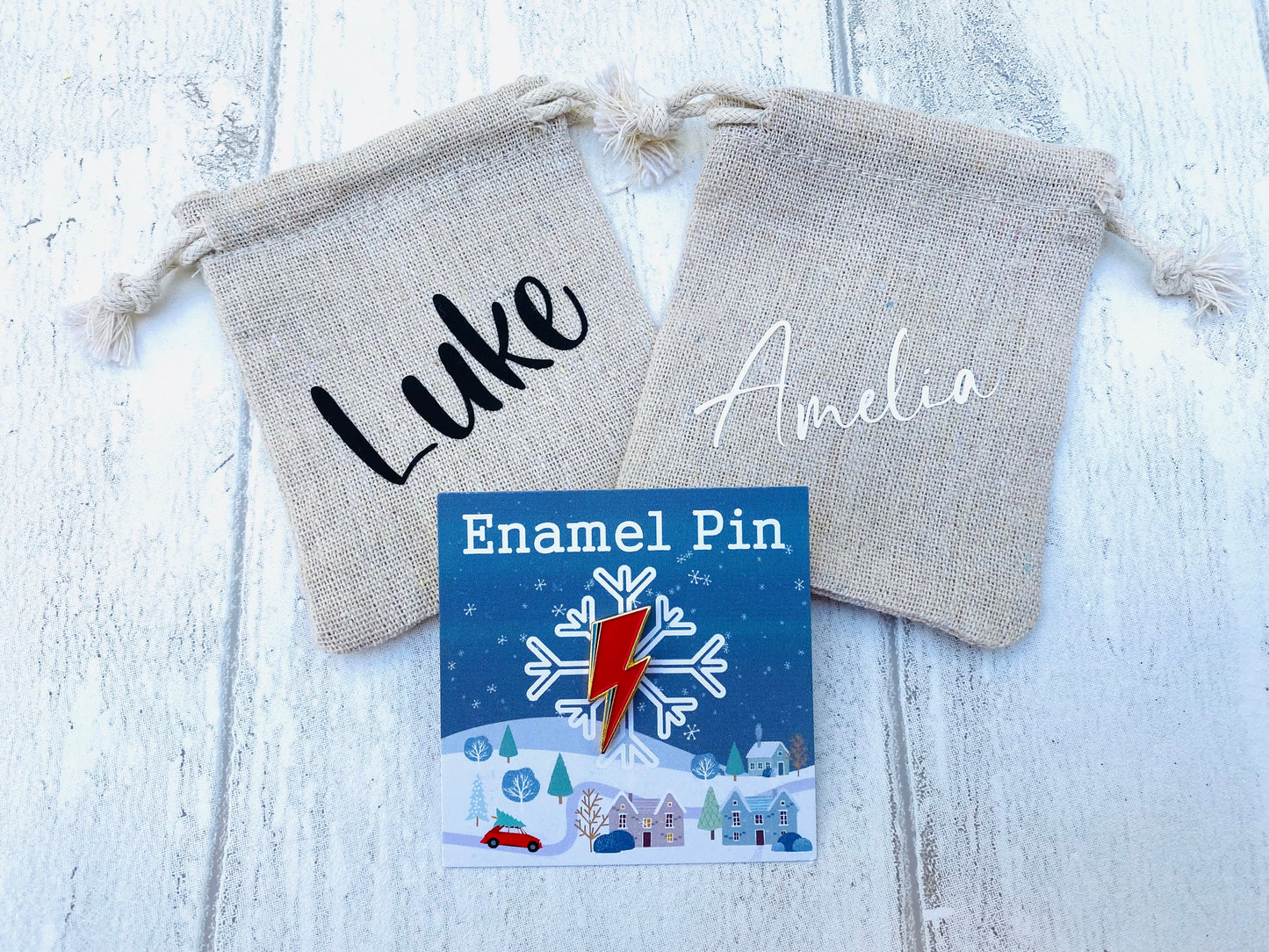 David Bowie Inspired Red Lightning Bolt enamel pin- Bowie badge lapel