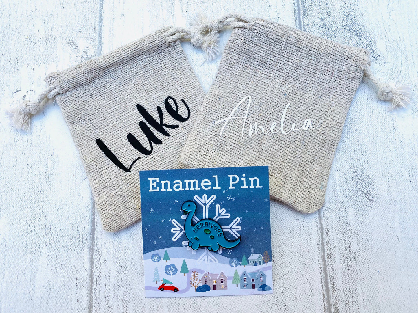 Cute dinosaur enamel pin! Vegetarian badge lapel