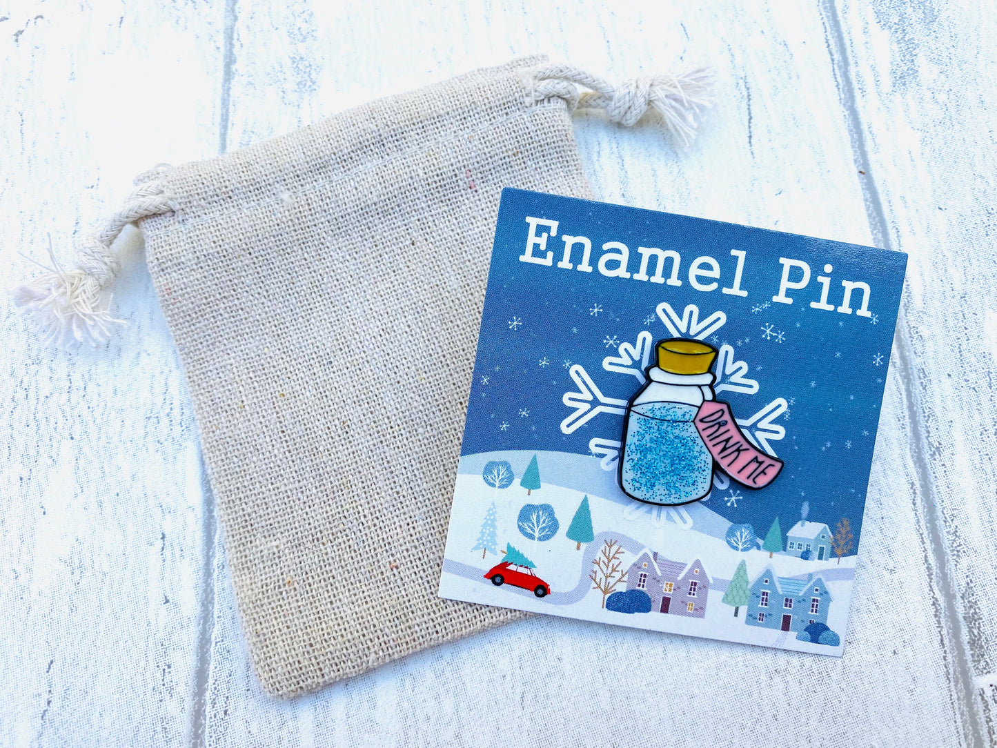 Drink Me enamel pin! Christmas badge lapel
