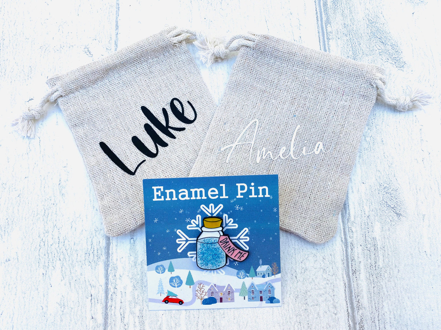 Drink Me enamel pin! Christmas badge lapel