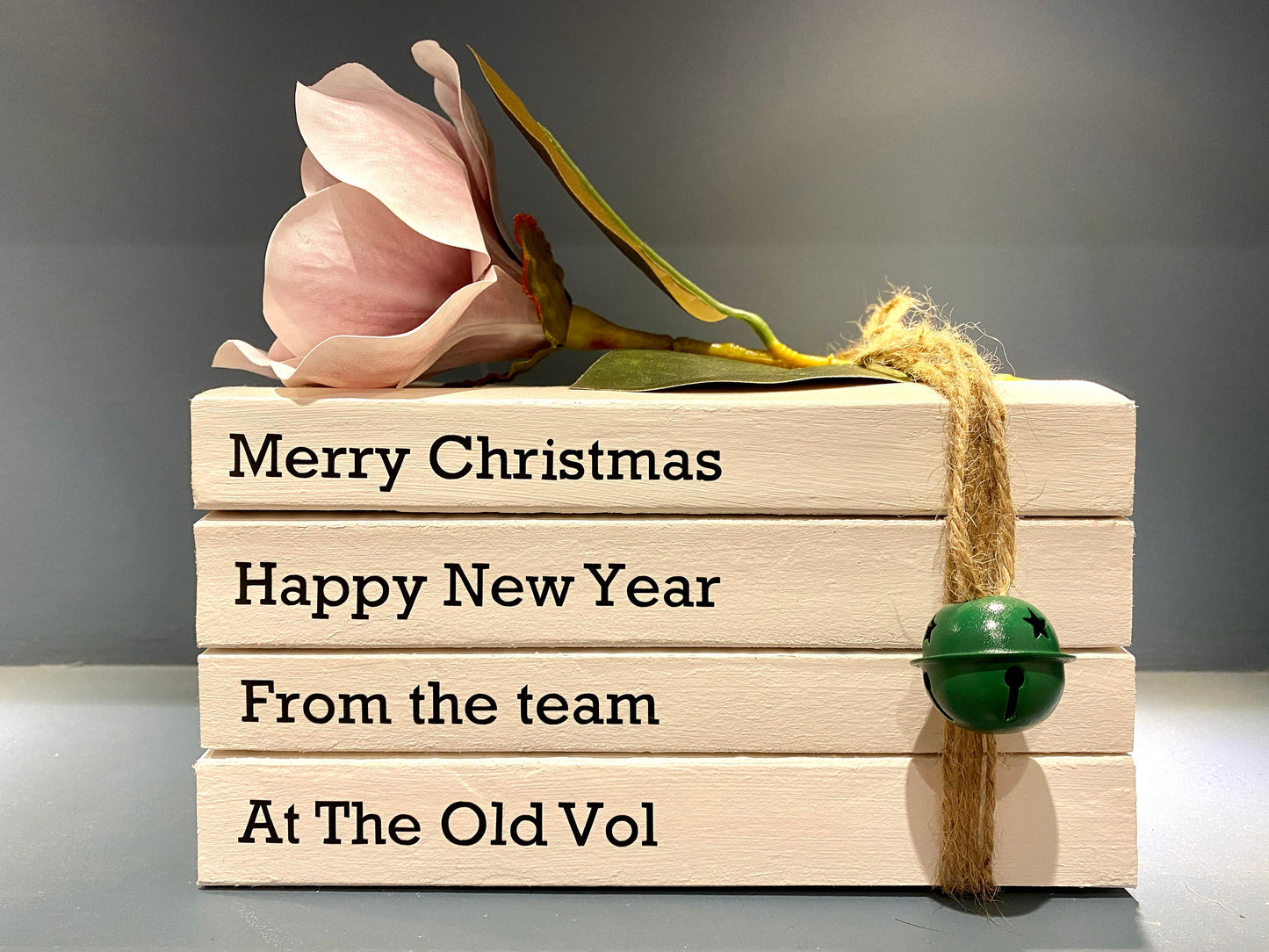 Business Shop Christmas Decor! Personalised Book Stacks- Festive Shop Sign Decor