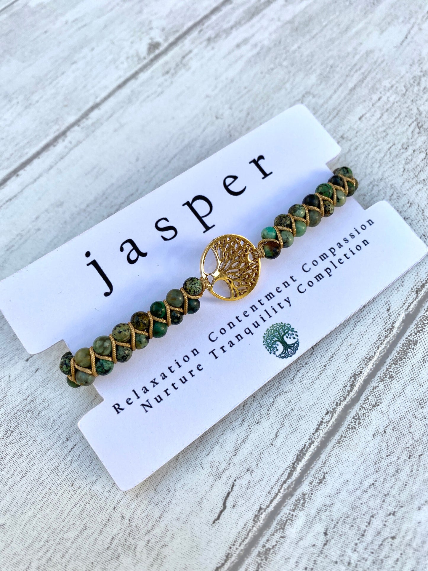 Tree of Life Natural Jasper Beaded Bracelet- Unisex Healing Bracelet- Positive Energy (Boho)