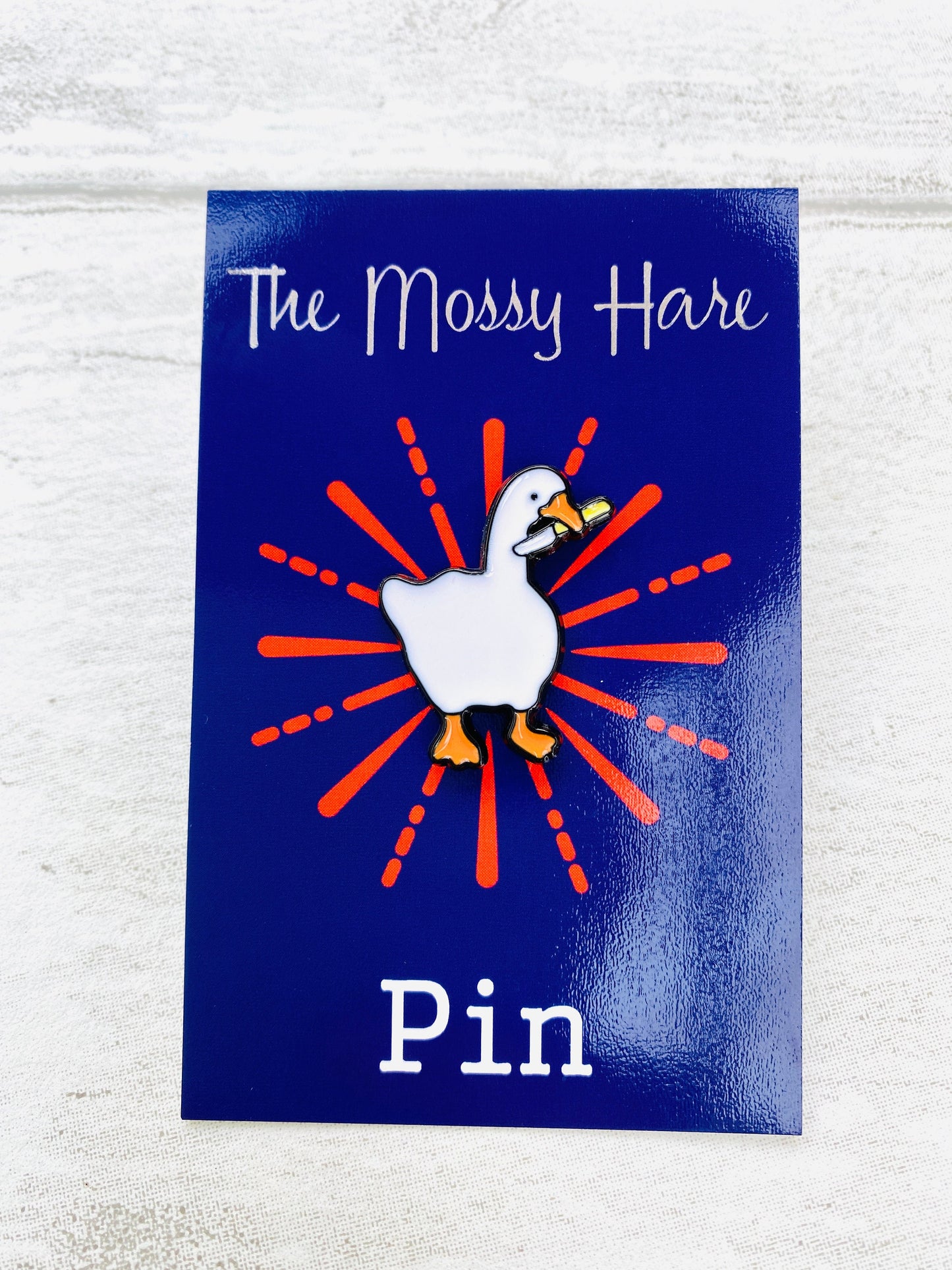 Untitled Goose with Knife (anarchy) Pin - Christmas badge lapel