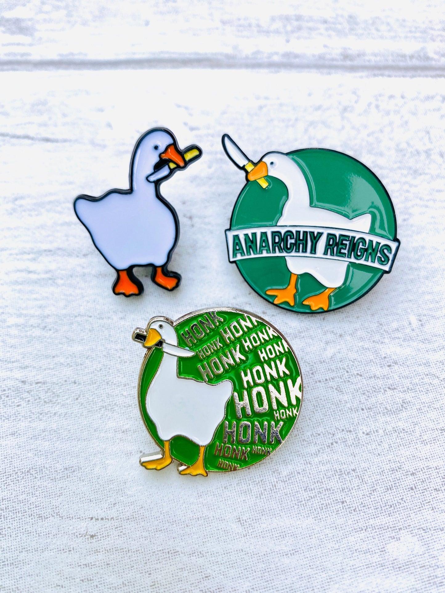 Untitled Goose with Knife (anarchy) Pin - Christmas badge lapel