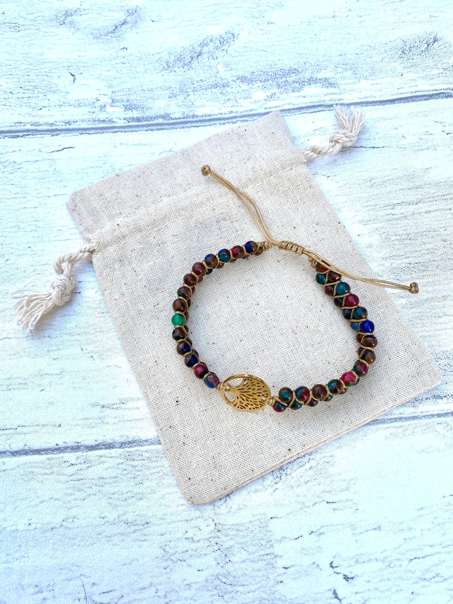 Tree of Life Natural Beaded Bracelet- Unisex Healing Bracelet- Positive Energy (Boho)