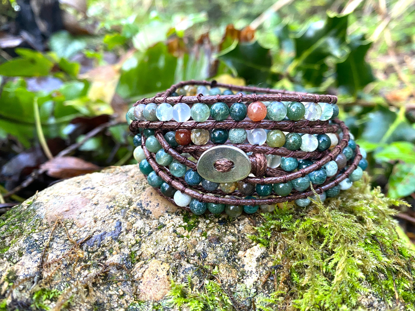 Beautiful Boho Bracelet -Beaded Wrap Multi- Layered Chakra Bracelet with natural beads entwined. Healing Friendship Bracelet