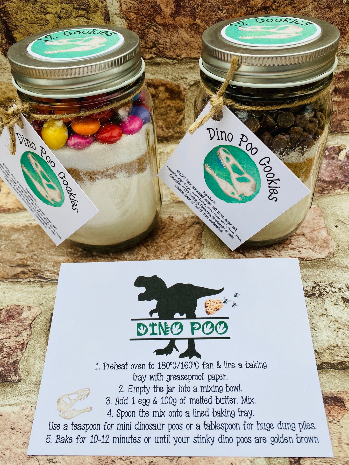 Dinosaur Poo Cookie Jar Mix! Cookies in a Jar Gift- kids baking set! Child’s cooking set! Christmas gift, birthday present!
