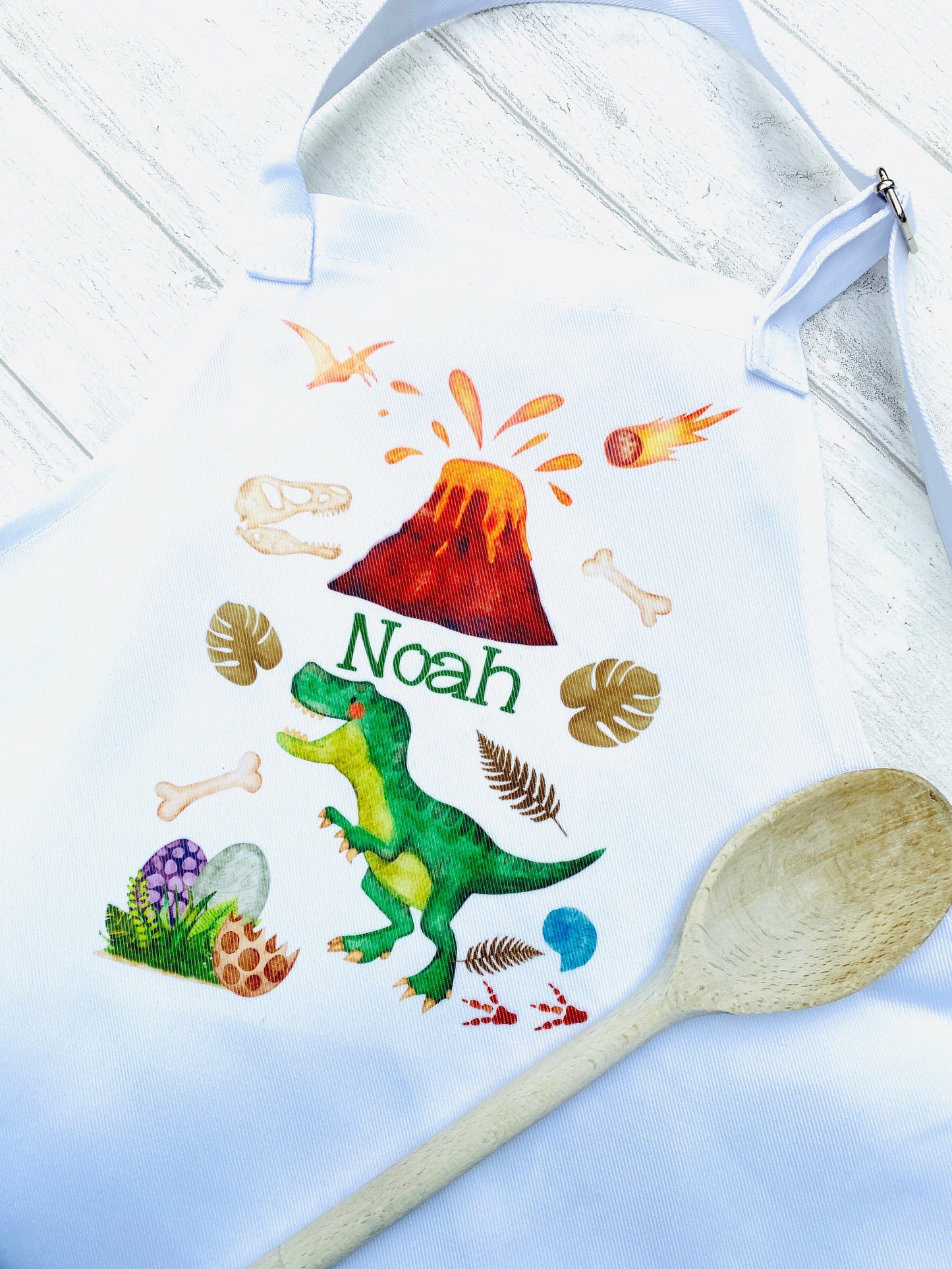 Dinosaur Apron- Kids Apron plus Dino Poo Cookie Jar Mix! Children’s Dinosaur Gift! Great Child Baking Set Apron Gift!