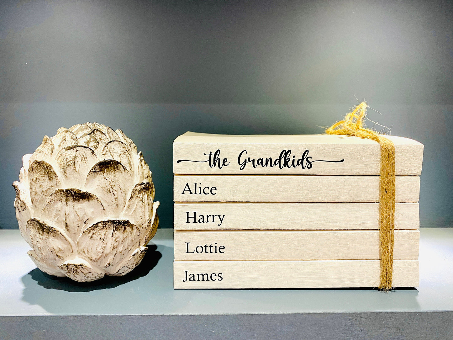 Personalised Grandparents Gift -Grandchildren’s Names Book Stack Gift! Beautiful, Personalised gift for Granny & Grandad, Christmas present