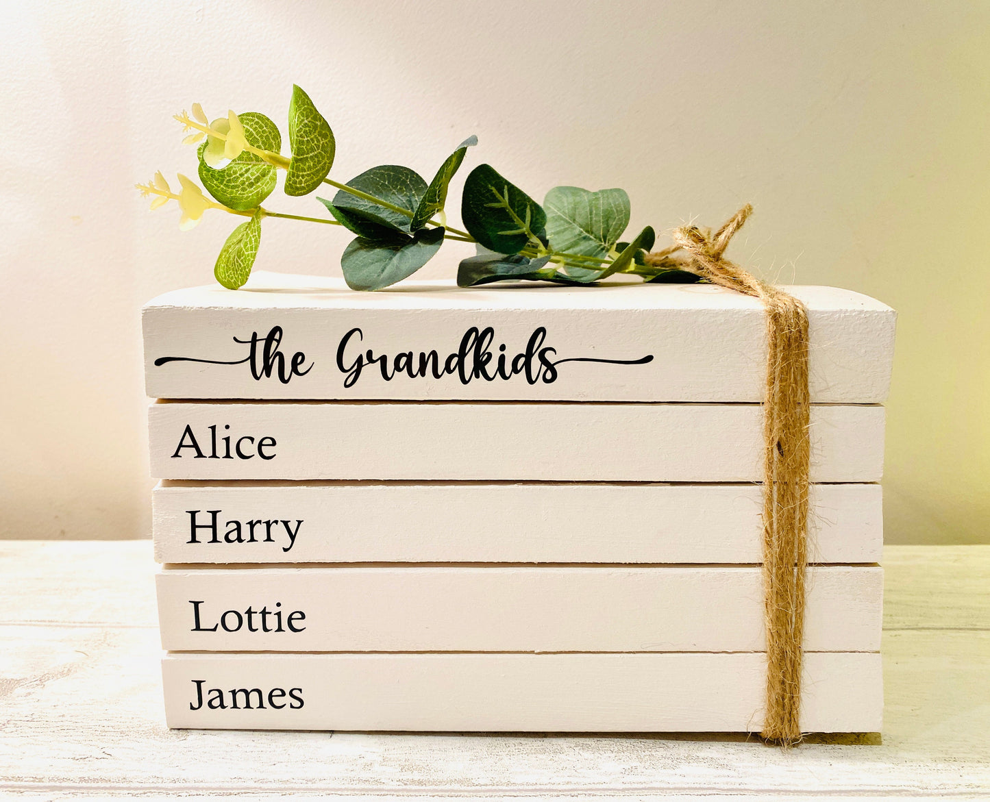 Personalised Grandparents Gift -Grandchildren’s Names Book Stack Gift! Beautiful, Personalised gift for Granny & Grandad, Christmas present