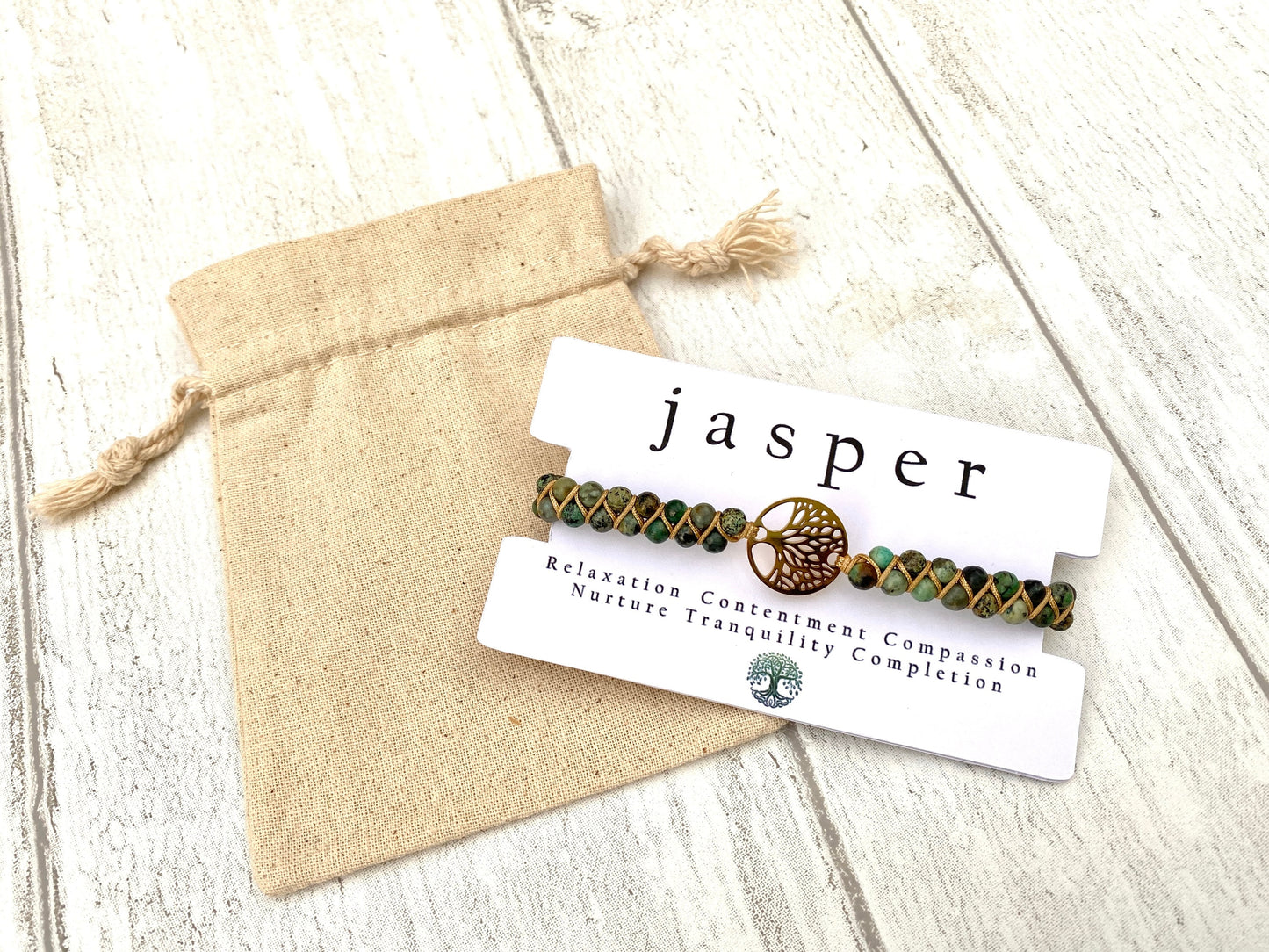 Tree of Life Natural Jasper Beaded Bracelet- Unisex Healing Bracelet- Positive Energy (Boho)