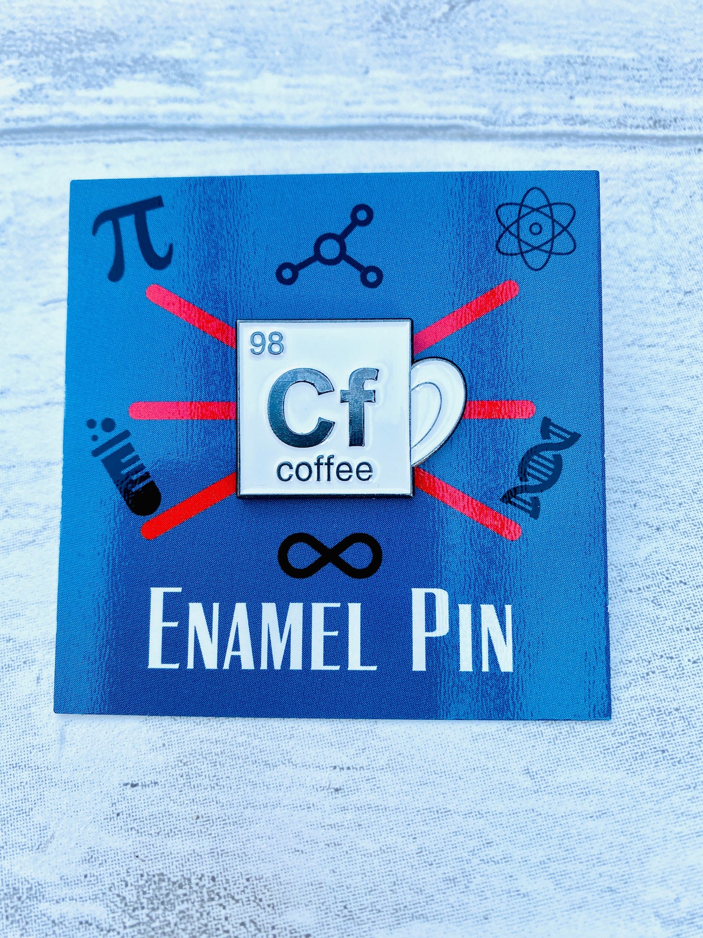 Coffee Chemistry Science Enamel Pin / University Badge & waterproof stickers for laptops! Scientist- chemist- physicist gift box