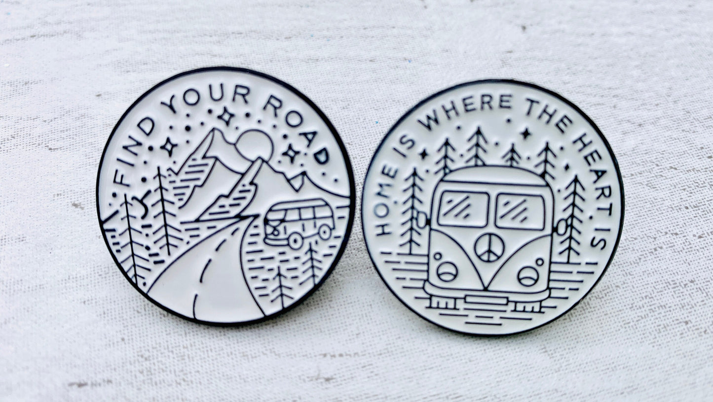 Camper can enamel pin- Camping Badge- Find Yourself Lapel