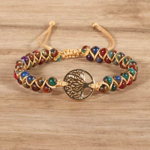 Tree of Life Natural Beaded Bracelet- Unisex Healing Bracelet- Positive Energy (Boho)