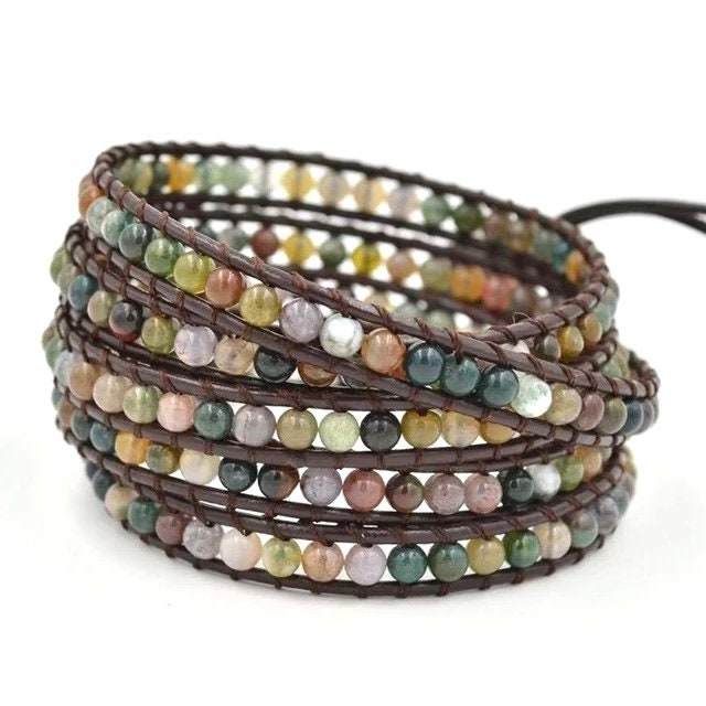 Beautiful Boho Bracelet -Beaded Wrap Multi- Layered Chakra Bracelet with natural beads entwined. Healing Friendship Bracelet