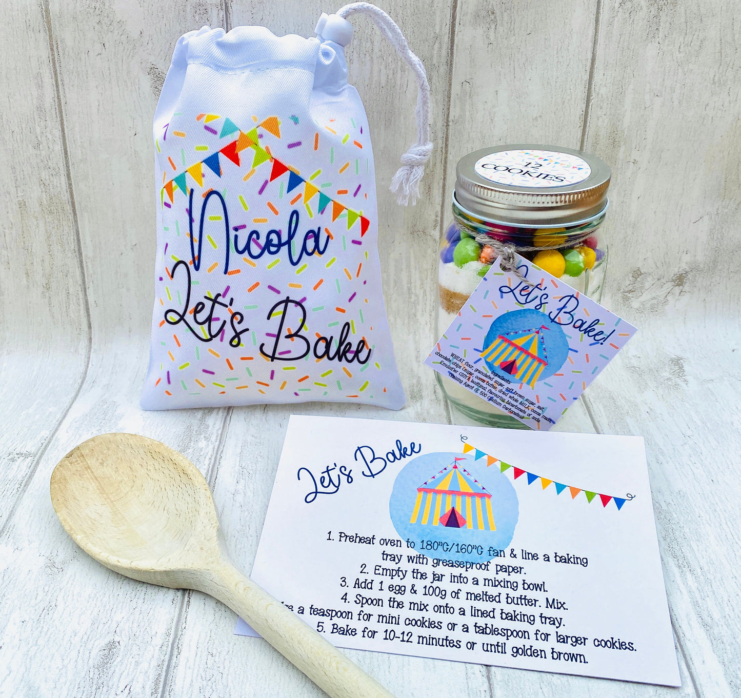 Let’s Bake Cookie Jar Mix! Cookies in a Jar Gift- baking set! Child & Adult’s Cookie Mix Jar Baking Set! Birthday Gift, Care Package