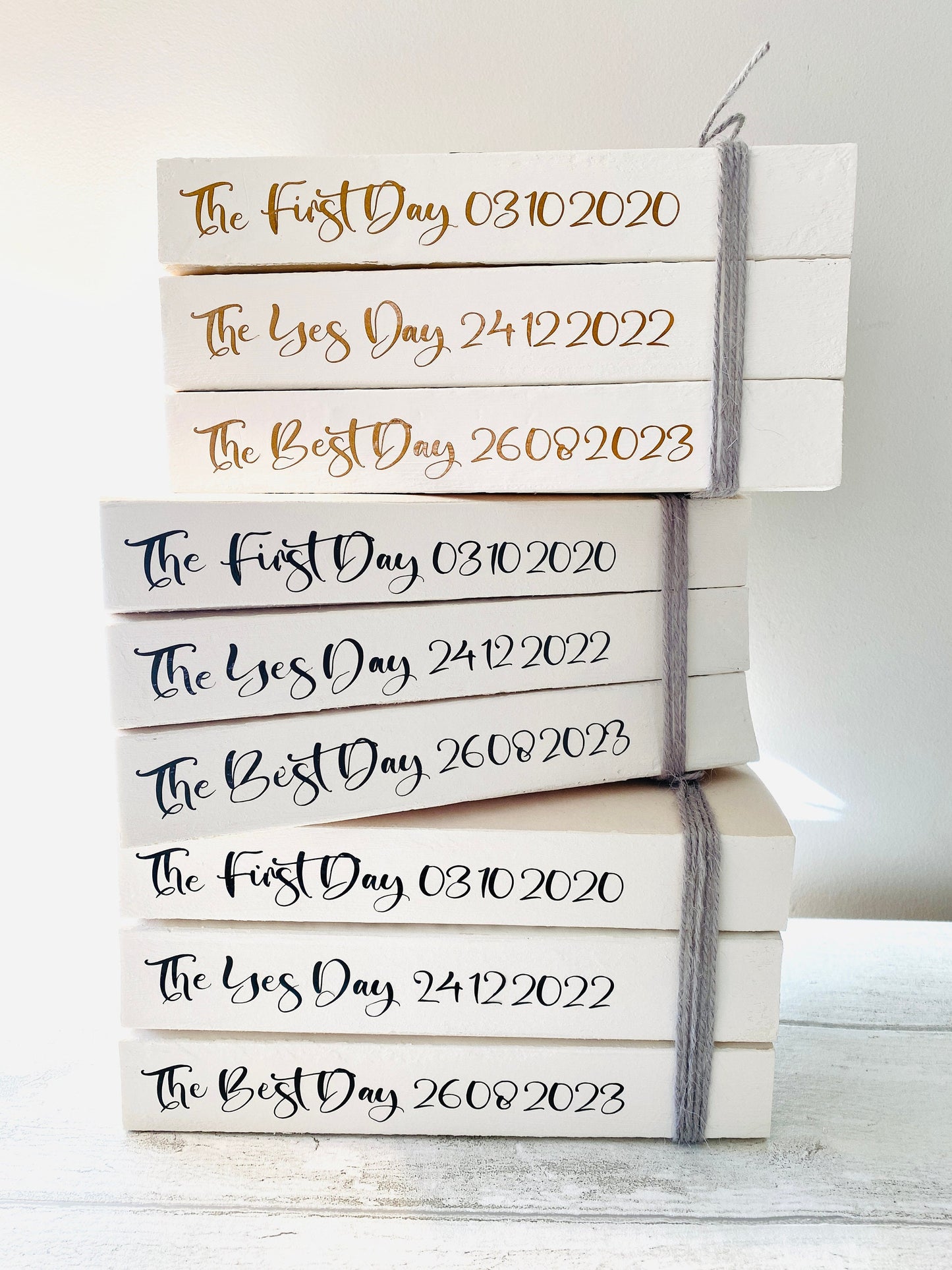 First Day, Yes Day, Best Day -Personalised White Wedding Book Stack- Wedding table decor, custom wedding decorations, Valentine’s Day Gift